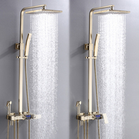 Système de douche numérique doré brossé en acier inoxydable avec pommeau de douche en laiton, ensemble de douche numérique pour salle de bain, vente en gros