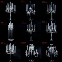 Vente flash : candélabre en acrylique, centre de table, grand porte-bougie noir, accessoires de mariage, chemin de table, style européen, 9 bras