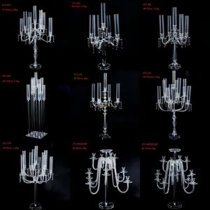 Vente flash : candélabre en acrylique, centre de table, grand porte-bougie <span class=keywords><strong>noir</strong></span>, accessoires de mariage, chemin de table, style européen, 9 bras - Product Image 2
