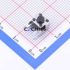 TC-6615-5-260G Tactile Switch Bent Lead Through Hole-4P,6x6mm Switch Single Pole Single Throw Round Button 2.6N Right Angle - Product Image 1