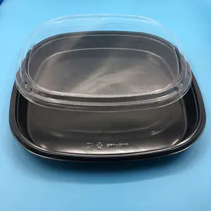 SM1-3110Black 14 Inch Pop Printing Rectangular Plastic Cheese Chocolate Carrot Cake Box Sushi Togo Box Packaging Plate Tray