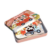 Puzzle portable en métal, dinosaures, animaux spatiaux, princesses, véhicules, dessins animés, jeu d'association, jouet éducatif Montessori pour les voyages