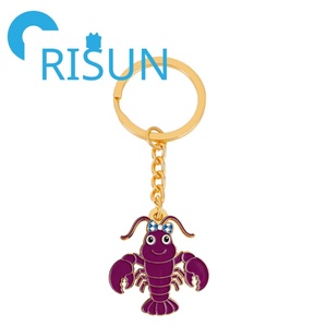 Porte-clés en métal personnalisé, émail souple ou dur, crevette rouge mignonne, homard, fruits de mer, crevettes, écrevisses, <span class=keywords><strong>néocaridina</strong></span>, vente en gros - Product Image 2