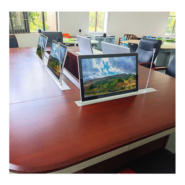 15.6-inch Conference Table Motorized Retractable Pop up Monitor LCD Monitor Lift with Anti Pinch Hand Protection