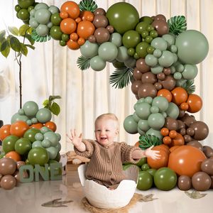 141 pièces/ensemble, thème forêt primitive, dinosaures, ballons en latex rétro marron, orange, vert, <span class=keywords><strong>arche</strong></span> pour jungle, safari, baby shower, anniversaire - Product Image 5