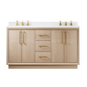 Tocador de baño de madera de estilo americano de alta calidad con encimera de mármol para hotel - Product Image 4