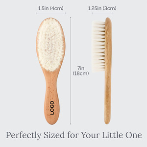 Ensemble <span class=keywords><strong>de</strong></span> brosses à cheveux pour bébé en bois avec logo personnalisé, poils <span class=keywords><strong>de</strong></span> chèvre naturels ovales, poils doux, brosse à poils doux, massage doux du cuir chevelu, <span class=keywords><strong>peigne</strong></span> pour la crèpe <span class=keywords><strong>de</strong></span> <span class=keywords><strong>lait</strong></span> - Product Image 4