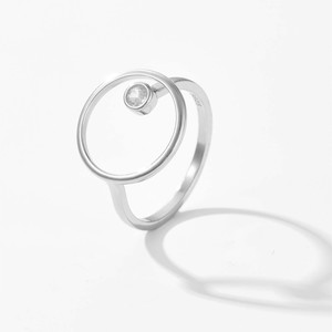 FUAMAY Hot Selling Fine Pure Silver Jewelry Adjustable Luxury <strong>Ring</strong> S925 Geometric 15mm Halo Circle <strong>Rings</strong> for WomenEngagement - Product Image 4