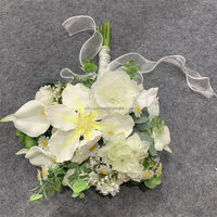 B-1286 Neuer Trend Hochzeitszubehör Seiden-Weiße Lilien Rosen Pfingstrosen Kurze Zweige Wildblumen Valentinstag Brautjungfern-Blumenstrauß