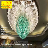 Décoration d'intérieur moderne personnalisée de luxe Luminaire pour hall d'hôtel Salle de mariage Salle de banquet Lustre en verre au plafond avec LED