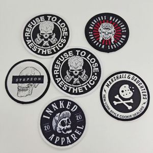 Custom Halloween Chenille Merrow Edge Woven Fabric Patch Label Hot Cut Edge Iron-On Woven Patches <b>Badge</b> for Clothing - Product Image 2