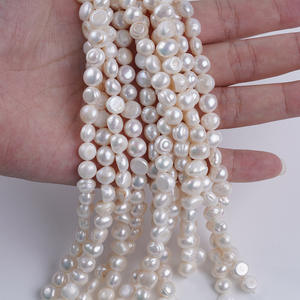 Vente en gros de perles d'eau douce naturelles blanches de 8-9 mm, forme baroque, 18 cm, pour bracelet DIY, bijoux, trou horizontal double face - Product Image 3