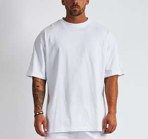 T-shirt de sport pour <span class=keywords><strong>homme</strong></span> en coton pur, coupe ample à épaules tombantes, manches courtes, vente en gros, qualité supérieure, 100 % coton, surdimensionné - Product Image 2