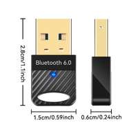 Adaptateur USB BT6.0, BT5.4 pour souris, clavier et casque PC, sans pilote, plug and play, récepteur dongle BT 6.0 EDR & BLE