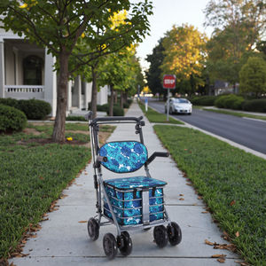 हल्के फोल्डेबल स्टील मोपेड वॉकर और रोलेटर बुजुर्गों और विकलांग दैनिक पुनर्वास शॉपिंग कार्ट का उपयोग - Product Image 5