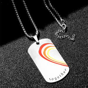 Stainless Steel <b>Couple</b> Heart Pendant <b>Necklace</b> Rainbow Love Together Forever Jewelry Set Gift for Lovers - Product Image 2