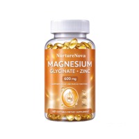 Gélules de glycinate de magnésium et de zinc 600 mg, 60 unités, formule pure, supplément nutritionnel personnalisé OEM sous marque privée