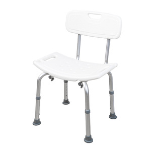 Shower Chair With <b>Backrest</b> Adjustable Height White Non Slip Bathroom Safety Equipment For Elderly Disabled Pregnant Women - Product Image 2