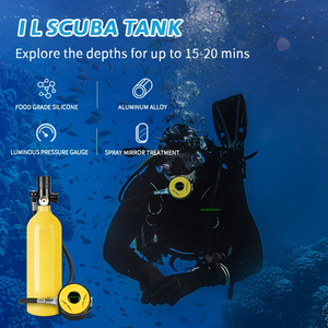 3pcs Réservoir <span class=keywords><strong>de</strong></span> <span class=keywords><strong>plongée</strong></span> Snorkel Masl Set 1L Cylindre en alliage d'aluminium Universal Fit Leisure Diving Gear and Backup Air Bottle for Rescue - Product Image 5