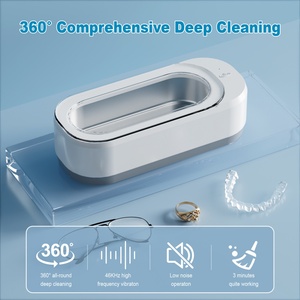 เครื่องทำความสะอาดอัลตราโซนิกแบบพกพาขนาด 350 มล. พร้อมโลโก้สั่งทำพิเศษ ความถี่ 46 กิโลเฮิรตซ์ สำหรับทำความสะอาดแว่นตา เครื่องประดับ นาฬิกา และอุปกรณ์ป้องกันปาก - Product Image 2
