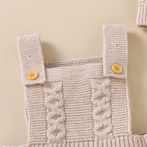 Mimixiong Ensemble de vêtements pour bébé en gros Ensemble doux unisexe pour bébé Pyjama à bretelles tricoté avec chapeau 2 pièces Costume pour filles garçons - Product Image 6