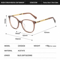 Monture de lunettes optiques pour femmes en acétate à monture complète, avec décoration en métal ajouré, anti-lumière bleue, pour verres correcteurs
