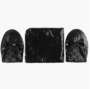 숙녀 접이식 여행 슬리퍼 블랙 스팽글 접는 발레리나 플랫 대형 포켓 경량 여름 신발 할인 인쇄 - Product Image 5