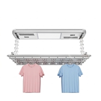 Séchoir à linge motorisé en aluminium avec commande vocale et télécommande multiple, pour montage au plafond ou sur balcon
