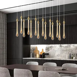 Regentropfen treppe moderne Goldstaub Pendel leuchte LED Kronleuchter für Heim treppe Küche Wohnzimmer