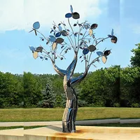 Moderne abstrakte Garten dekor Edelstahl im Freien große Metallbaum skulpturen Statue
