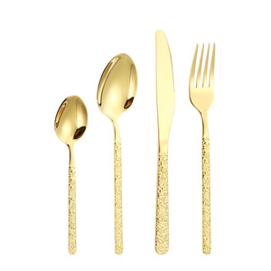16/24Pcs Embossed Handle Gold Stainless Steel Cutlery Set Luxury Mirror Polished Flatware Spoon Fork Knife Tableware Set For Wed - Product Image 3