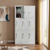 Casier en acier à 9 compartiments, casier métallique, armoire à colis, casiers métalliques pour le travail/la salle de sport/le bureau/l'école/le dortoir