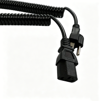 Câble d'alimentation spiralé à ressort 3 broches 18AWG NEMA 5-15P vers IEC320 C13, cordon de remplacement pour ordinateur, PC de bureau, imprimante