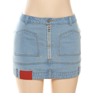 Top Corto <span class=keywords><strong>de</strong></span> Punto <span class=keywords><strong>con</strong></span> <span class=keywords><strong>Falda</strong></span> Corta Estilo Camisero Vaquero, Conjunto para Niñas, Minifaldas Modestas - Product Image 4