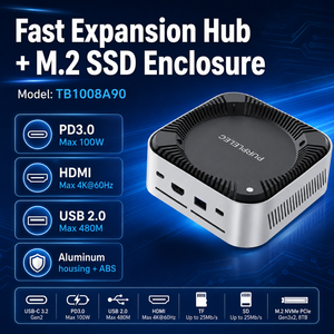Station d'accueil USB-C 9-en-1 avec boîtier SSD M.2 NVMe, <span class=keywords><strong>HDMI</strong></span> 4K*60Hz, 4 ports USB 2.0, SD/TF, PD 100W, <span class=keywords><strong>hub</strong></span> compact en aluminium pour ordinateur portable - Product Image 4