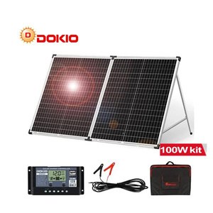 Livraison gratuite USA STOCK DOKIO Haute efficacité 18V 100W Panneau solaire pliable 10A Contrôleur pour le camping - Product Image 1