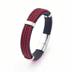 Đồ Trang Sức Thời Trang Tùy Chỉnh 19/20/21Cm Da Vòng Đeo Tay Bện Thép Không Gỉ Vòng Đeo Tay Nhiều Màu Mens Vòng Đeo Tay - Product Image 6