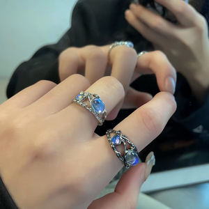 Anillos <span class=keywords><strong>de</strong></span> <span class=keywords><strong>Piedra</strong></span> Lunar <span class=keywords><strong>de</strong></span> Diseño Moderno <span class=keywords><strong>para</strong></span> Mujeres y Niñas, Anillo Ajustable <span class=keywords><strong>de</strong></span> Apertura Irregular Simple, Regalo <span class=keywords><strong>de</strong></span> San Valentín, Joyería - Product Image 3
