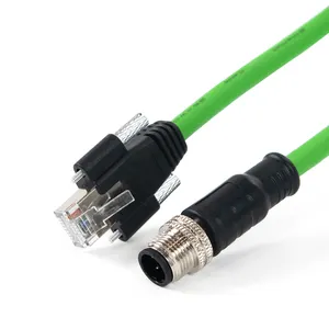 Factory Custom UL Waterproof M12 To RJ45 M12 To M12 Industrial Connector Cables D Coding 4 Pin 8 Pin SFTP Ethernet Cable