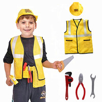 Ensemble de costumes de travailleurs du bâtiment pour enfants de 3 à 12 ans, unisexe, en polyester, pour jeux de rôle scolaires