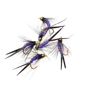 Psycho Purple Prince Nymph Beadhead Crazy Prince Nymph, mouches de pêche pour la pêche à la truite et au brochet en eaux claires, idéales pour le nymphing tchèque. - Product Image 1