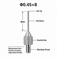 Height Gauge Probe, M2.5 Dial Indicator, Tungsten Steel Flat-Tip Probe, Diameter 0.45 X 8 mm Custom Sizes Available Per Drawings