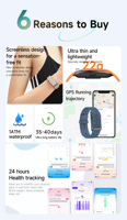 Bracelet intelligent AI Health Report sans écran, suivi d'activité, fréquence cardiaque, sommeil, pas, calories, retour haptique, résistant à l'eau, 14D