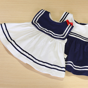100% cotone di stile del blu marino del collare del marinaio senza maniche bambino di estate della ragazza <span class=keywords><strong>abiti</strong></span> per le ragazze - Product Image 2