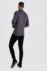<span class=keywords><strong>Jersey</strong></span> de manga larga ajustada cuello alto rollo en negro/gris/<span class=keywords><strong>Blanco</strong></span>/gris oscuro los hombres camiseta - Product Image 6