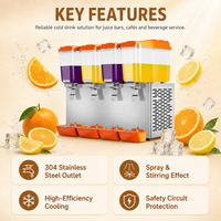 Distributeur de boissons commercial haute performance 16L, machine à jus en acier inoxydable 304, distributeur de boissons froides