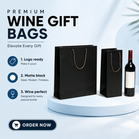 Sac cadeau réutilisable pour bouteille de vin, emballage personnalisé avec logo, sac en papier pour vin imprimé sur mesure avec poignée en corde, vente en gros