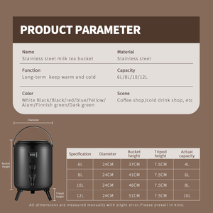 Equipo de té de la leche de burbujas de cocina de acero inoxidable para mantener el calor y el frío, dispensador de bebidas con aislamiento de barril de té de la leche con grifo - Product Image 2