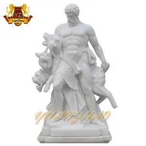 Estatua de mármol tallada a mano moderna para decoración de jardín y hogar, estatua de mármol de Dios Hércules desnudo griego, estatua de figura de mármol de tamaño real