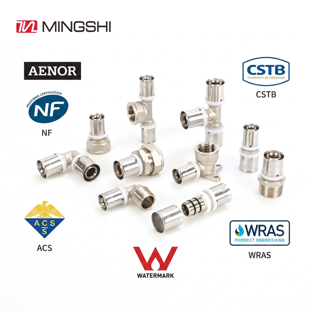 Wholesale Watermark Brass PEX-AL-PEX Pipe Press Fitting U Type Without O Ring for Pex Pipe 16mm -32mm Construction Use